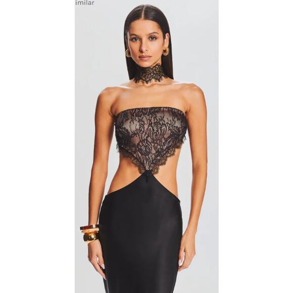 Retrofete Lucie Lace Cutout Gown Black Size XL - Picture 8 of 9